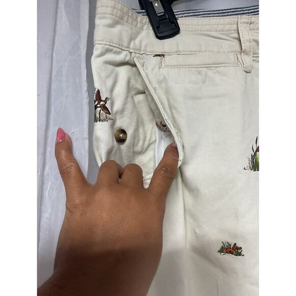 Vtg Akko Men Pants SZ 36 Khaki Chino Pheasant Embroidered Hunting Work Fox RARE - Picture 4 of 13